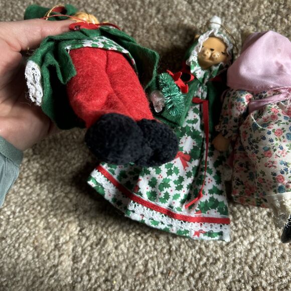 Vintage 1960s/70s 6" Porcelain Felt Ornaments Lot Of 3 - Handmade? - Picture 11 of 11